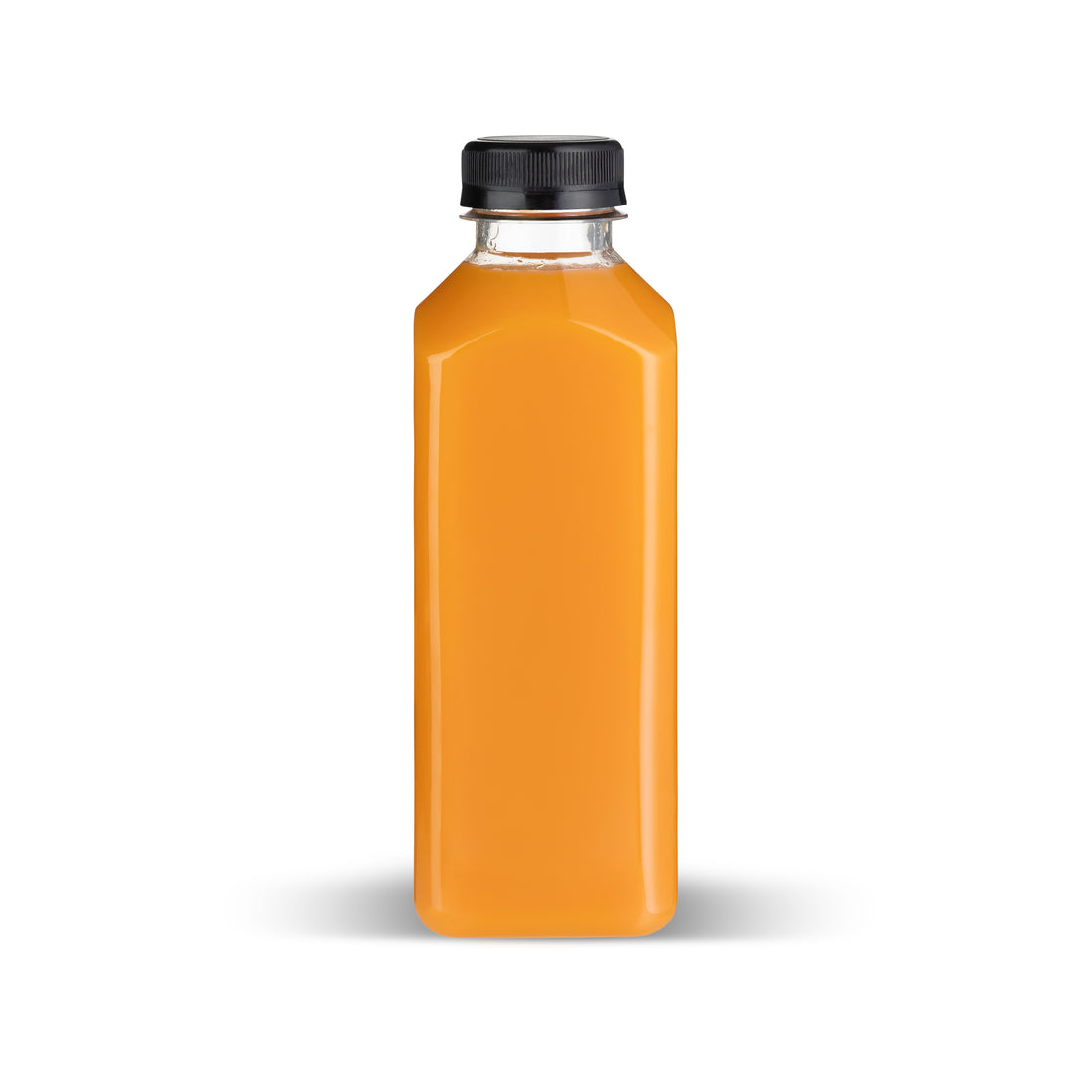 Clear Bottles PET SQUARE with black lid 24 pack