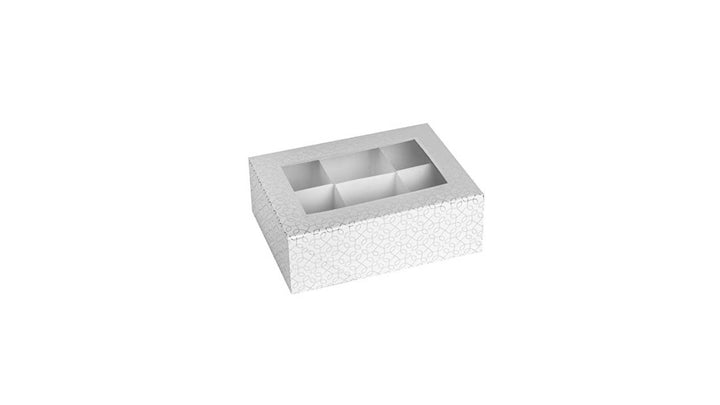Window Box With Six Sections 7"X5"X2.5" Silver and White6 Pack