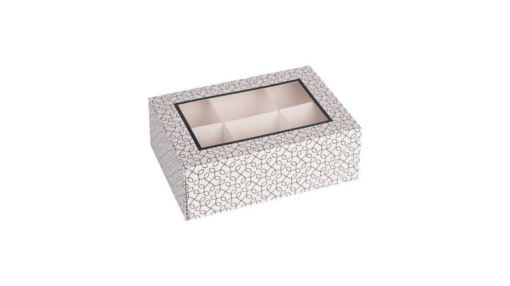 Window Box 7"X5"X2.5" Black and White With Six Sections 6 Pack