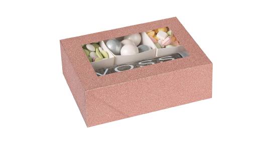 Window Box Rose Gold Glitter With Six Sections 6 Pack 7"X5"X2.5"