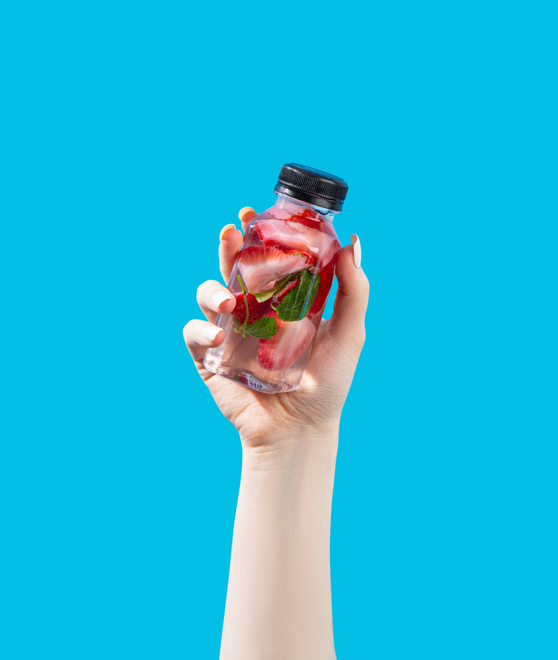 Clear Bottles PET SQUARE with black lid 24 pack