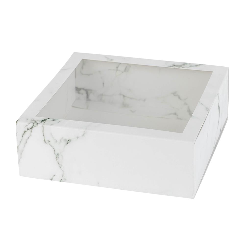 Clear Window Gift Boxes Square White 6" X 6" X 2" 6 Pack