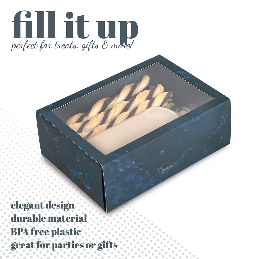 Clear Window Gift Boxes Rectangle Blue 7.5" X 5" X 2.5" 6 Pack