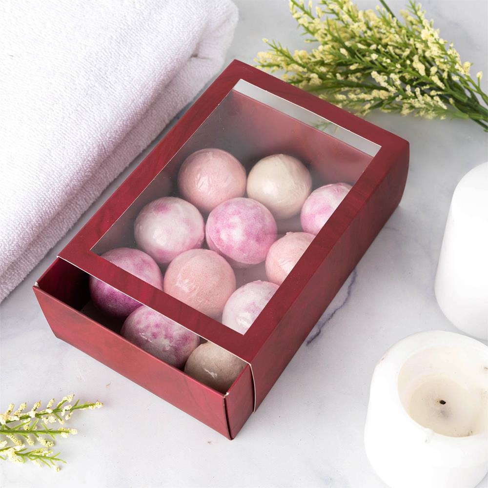 Clear Window Gift Boxes Rectangle Burgundy 7.5" X 5" X 2.5" 6 Pack