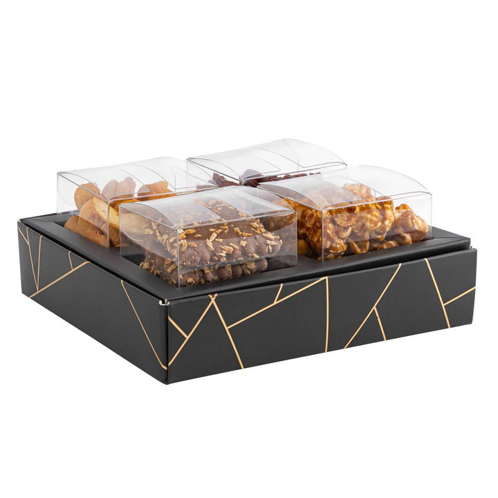 4 Square Shaped Clear Boxes With Square Tray Black 5.4" X 5.45" X 1.2"