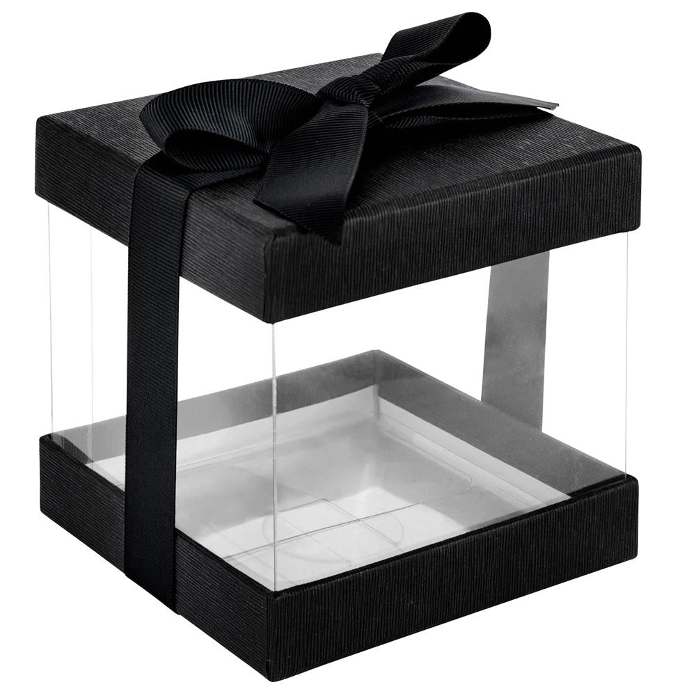 Clear Plastic Gift Boxes Black 4X4X4" Event Party Favor
