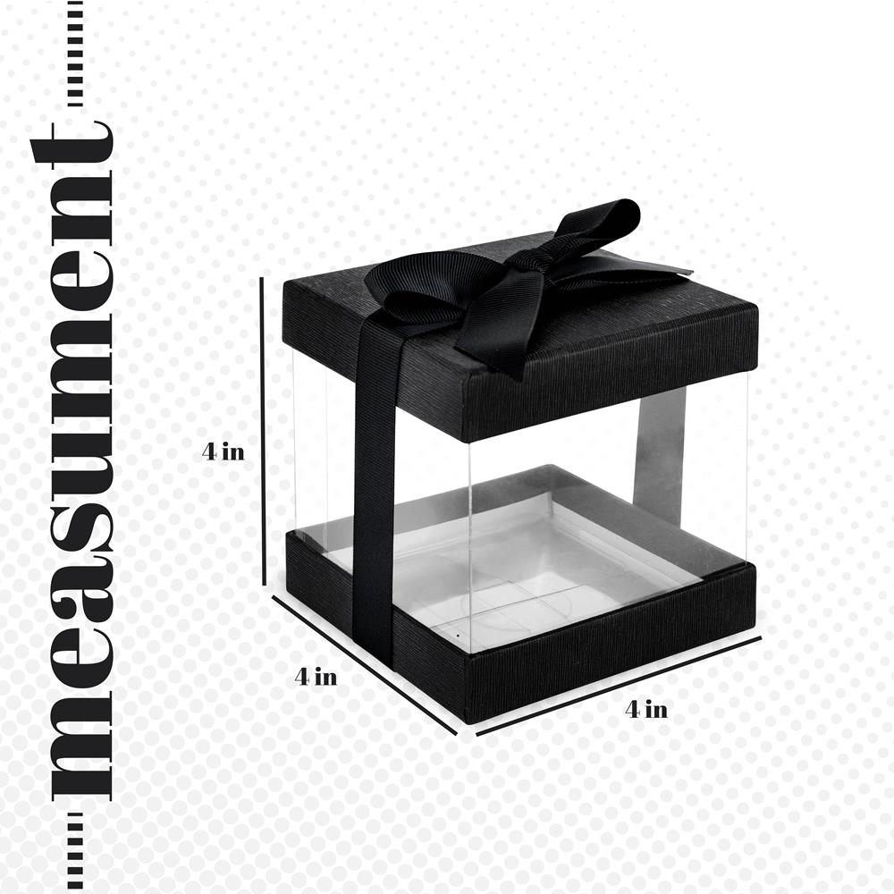 Clear Plastic Gift Boxes Black 4X4X4" Event Party Favor