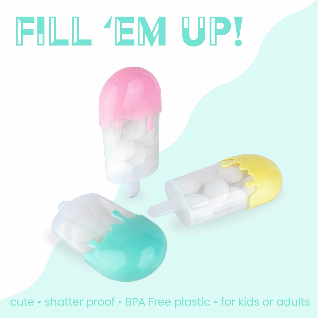 Ice Cream Shaped Acrylic Candy Boxes 9 Pack 1.88"X4.33"X1.18"