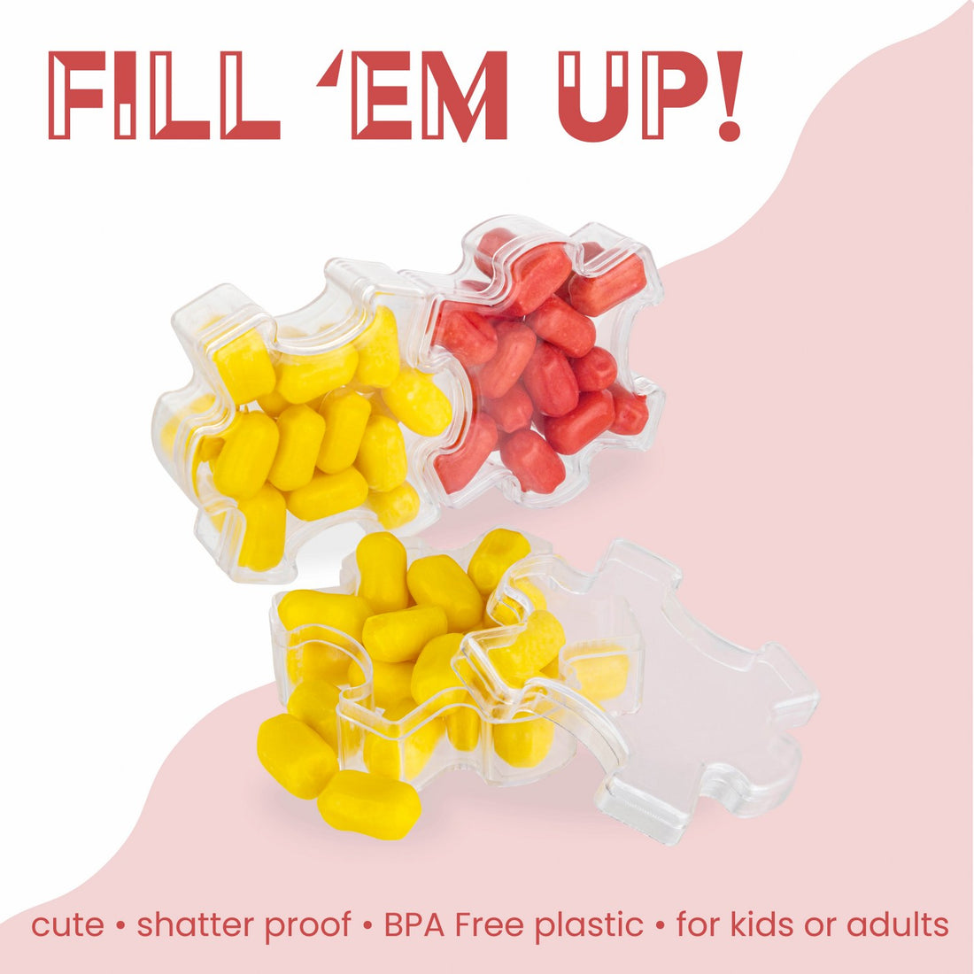 Hammont Puzzle Shaped Acrylic Candy Boxes 12 Pack 3.34"X0.98"