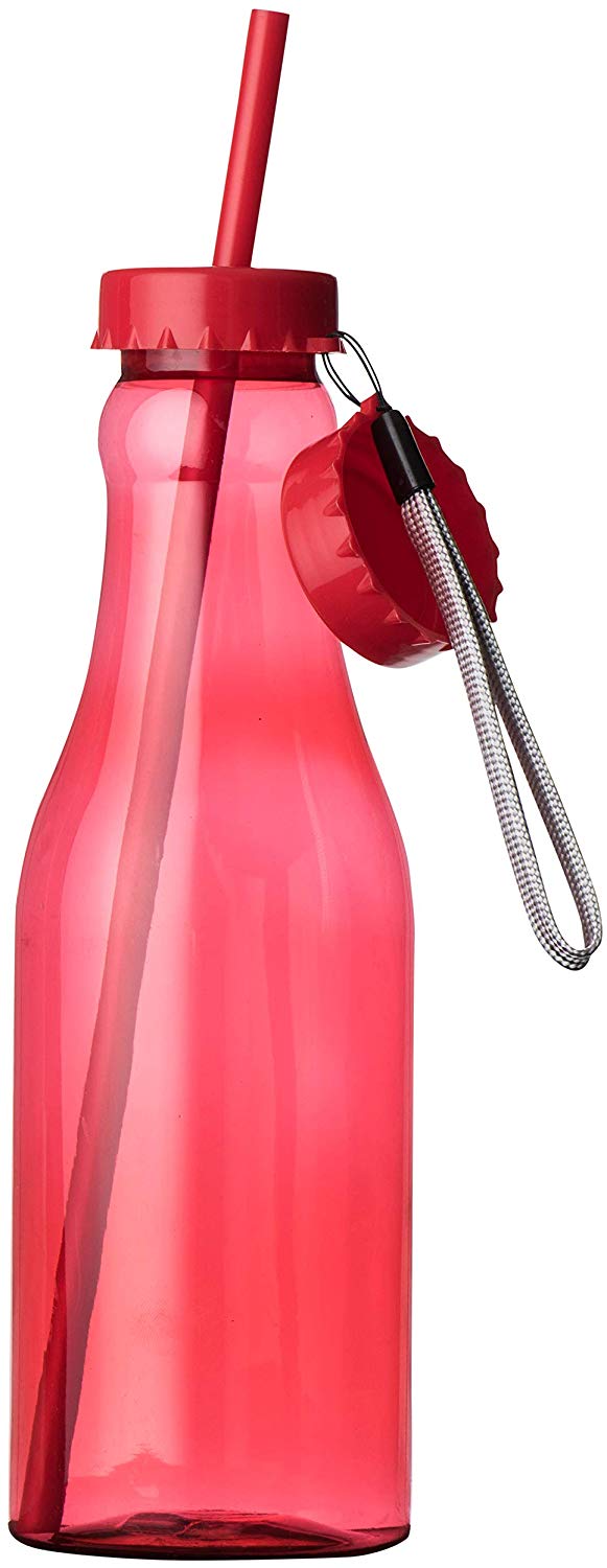 Red Plastic Bottle With Straw 6 Pack 22 Oz