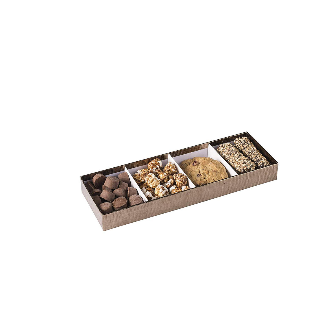 Four Section Gold Tray  4 Packs Gift Box With Clear Cover 11" X 3.75" X 1.25"
