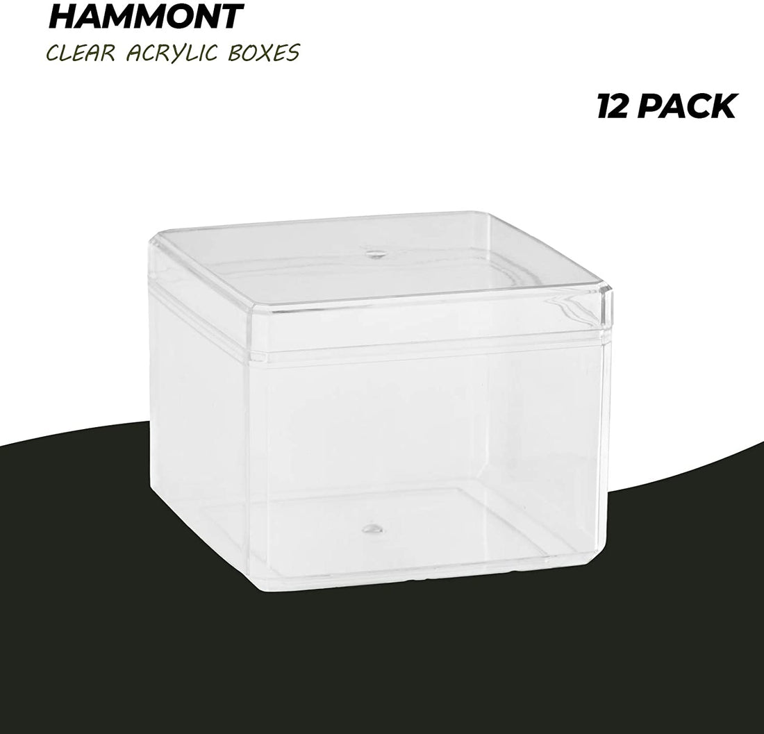 Clear Acrylic Boxes 3.5"X3.5"X2.5" 12 Pack