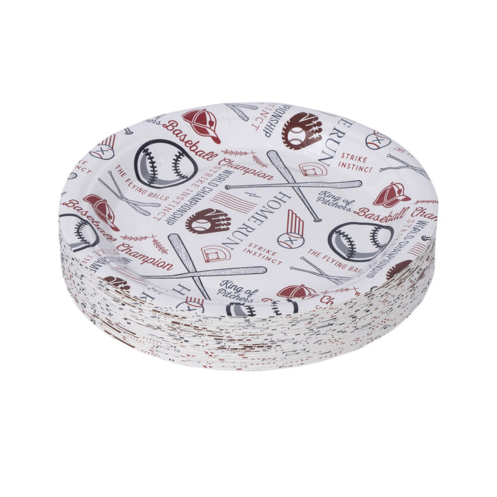Baseball Themed Paper Plates 50 Pack 7"