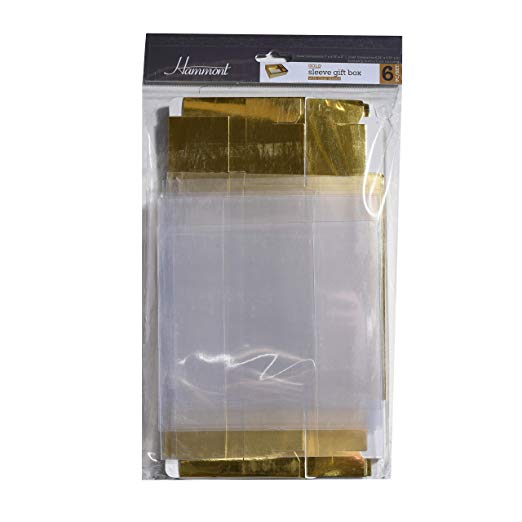 Clear Sleeve DIY Sliding Gold Gift Box 6 Pack 7 X 4.75 X 2
