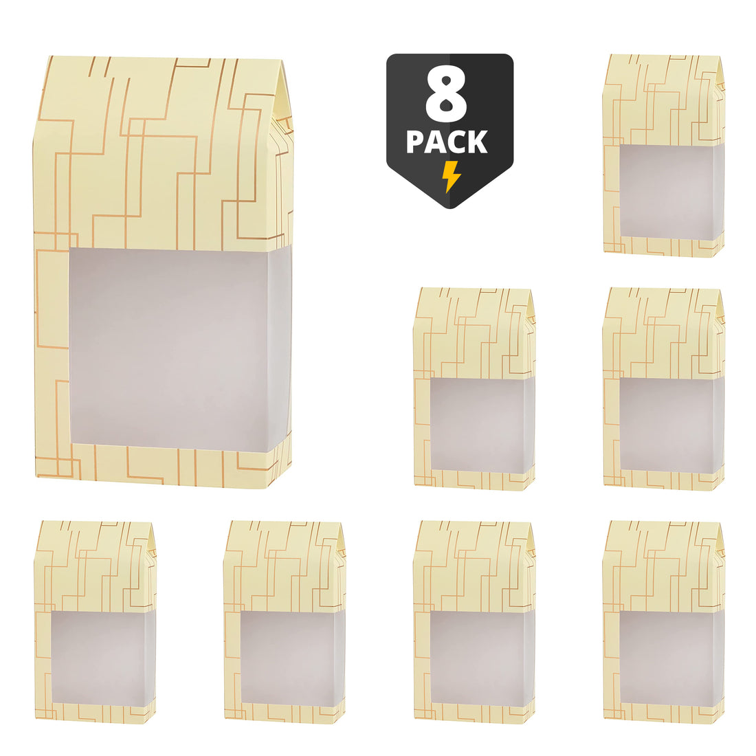 Cream Gift Boxes 8 Pack Tall Paper Boxes With Window 9X5X2.5