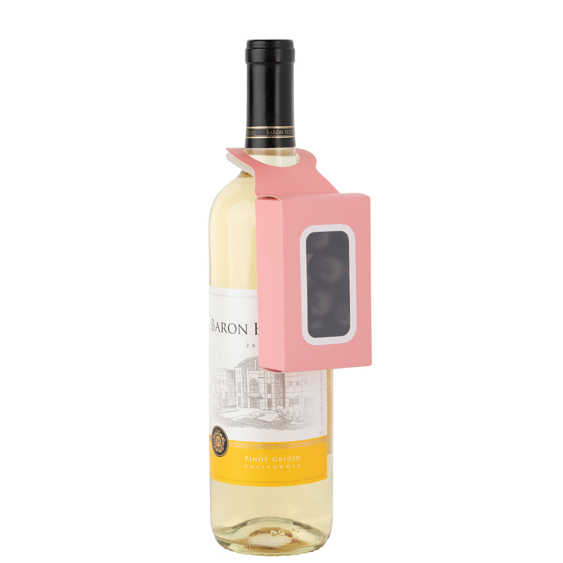 Pink Wine Bottle Gift Box Hanger with Window 12 Pack 2.25x1”.125”x3.75”