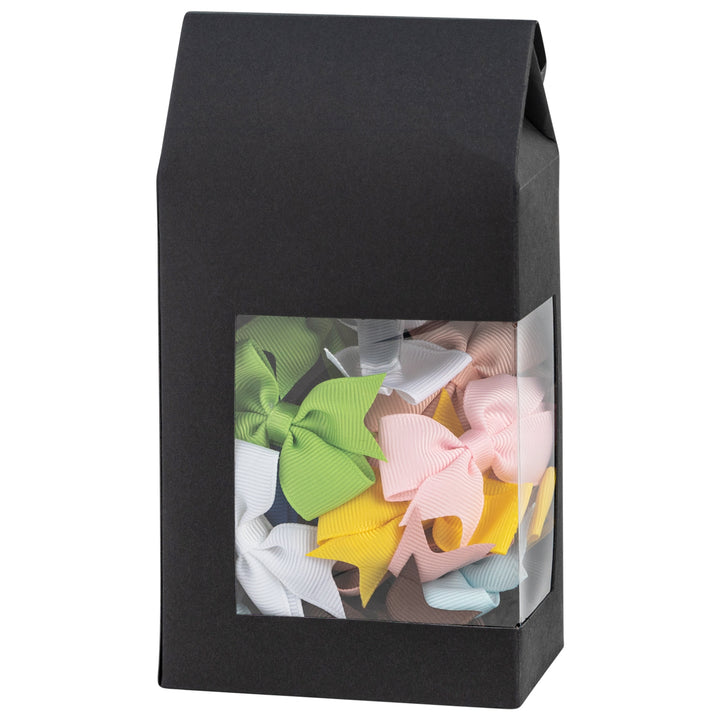 Tall Paper Boxes With Window Black 6.75X3.5X2 Gift Boxes 8 Pack