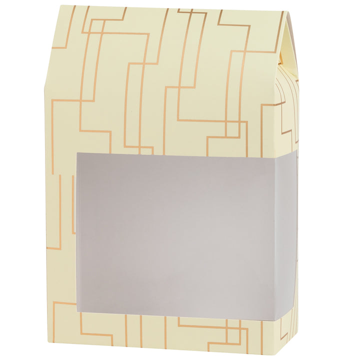 Tall Paper Boxes With Window Cream Color 8X5.5X2.5 Gift Boxes 8 Pack