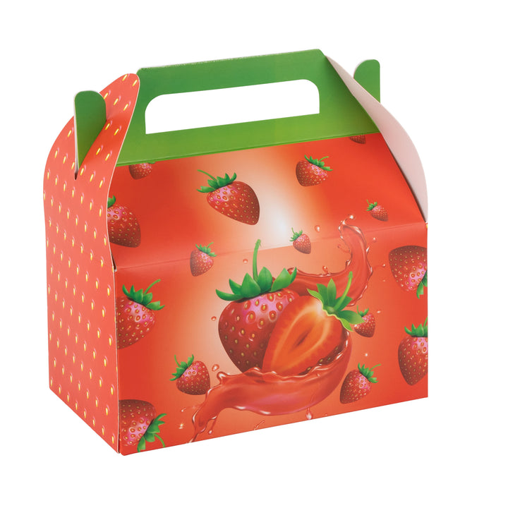 Strawberry Paper Treat Box – Birthday, Baby Shower and Holiday Party Décor  6.25x3.75x3.5 Inches  10 Pack