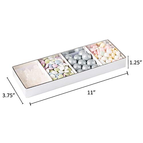 Four Section Silver Tray  4 Packs Gift Box With Clear Cover 11" X 3.75" X 1.25"