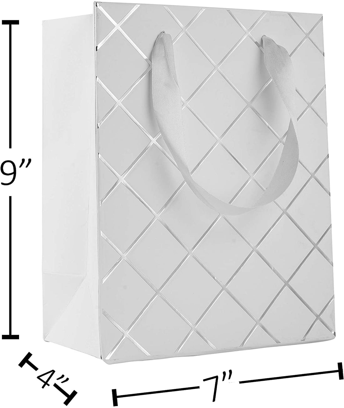 Diamond Gift Bags White 9"X 7"X 4" Set 12 Pack