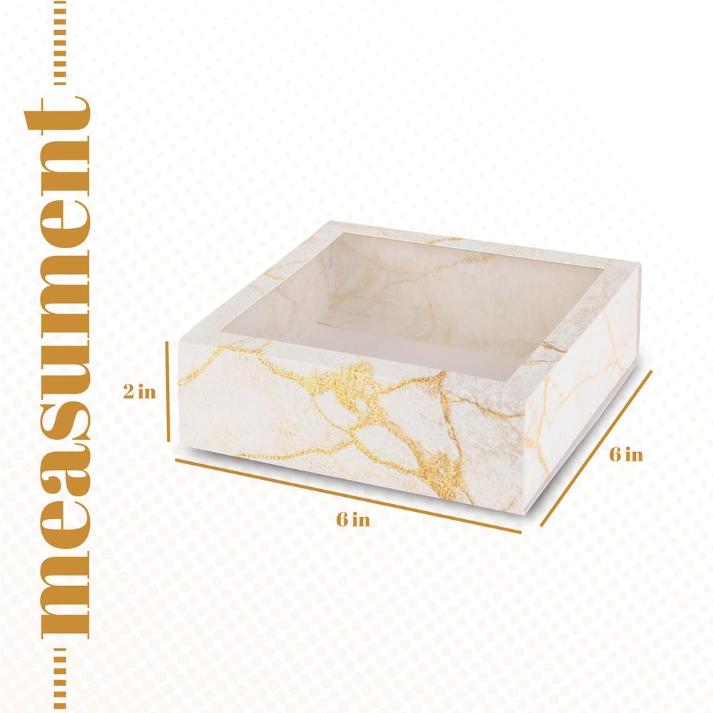 Clear Window Gift Boxes Square Gold 6" X 6" X 2" 6 Pack