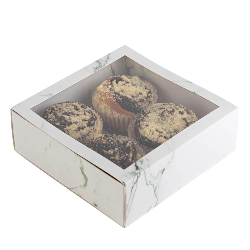 Clear Window Gift Boxes Square White 6" X 6" X 2" 6 Pack