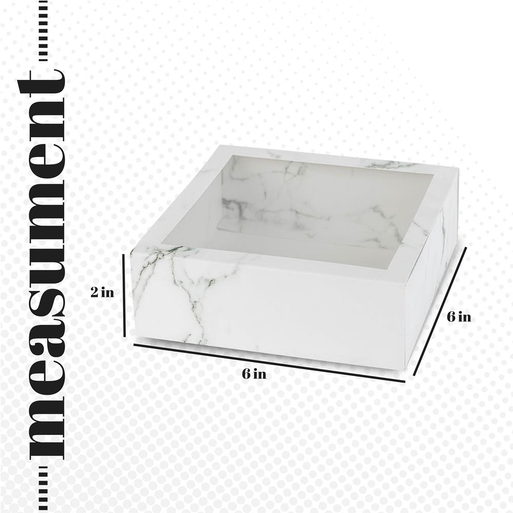 Clear Window Gift Boxes Square White 6" X 6" X 2" 6 Pack
