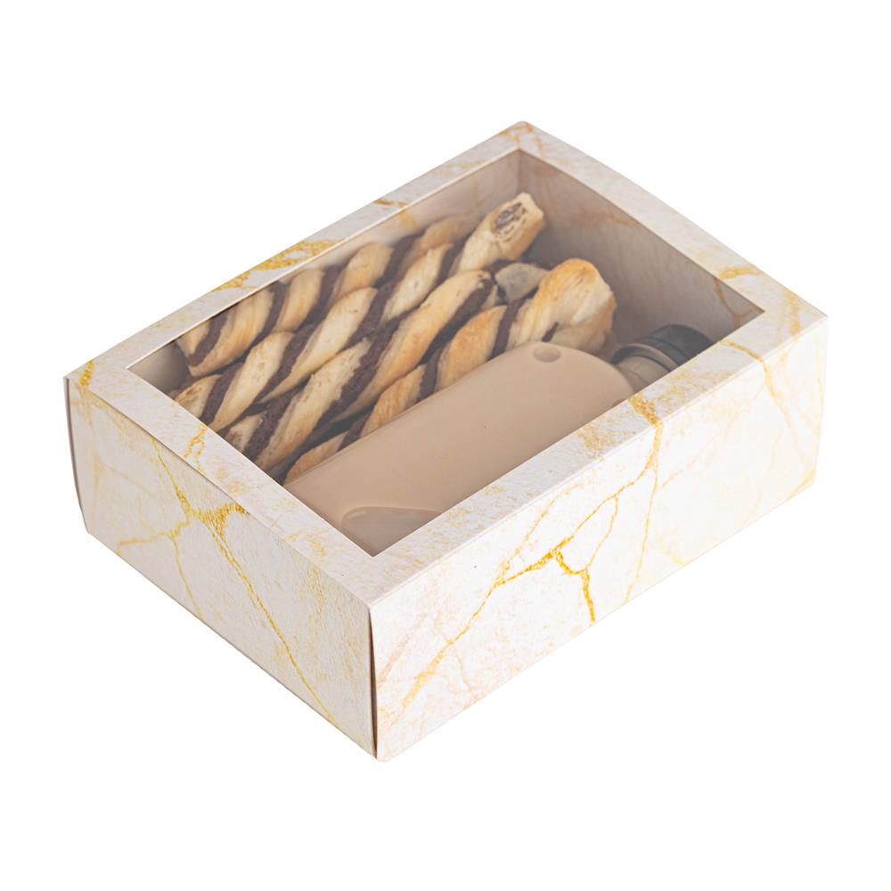 Clear Window Gift Boxes Rectangle Gold 7.5" X 5" X 2.5" 6 Pack