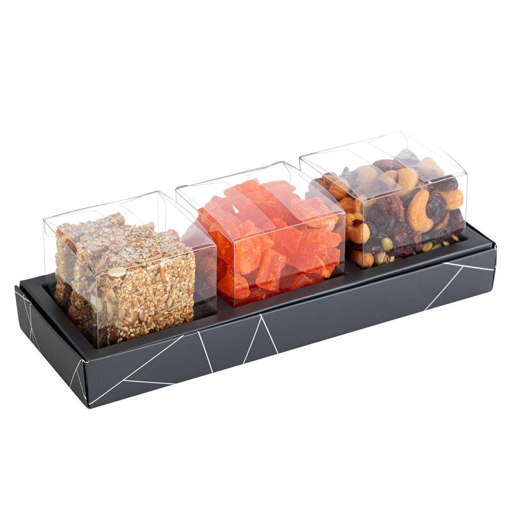 Square Shaped Clear Boxes With Rectangle Tray Gray 11" X 3.9" X 1.3"