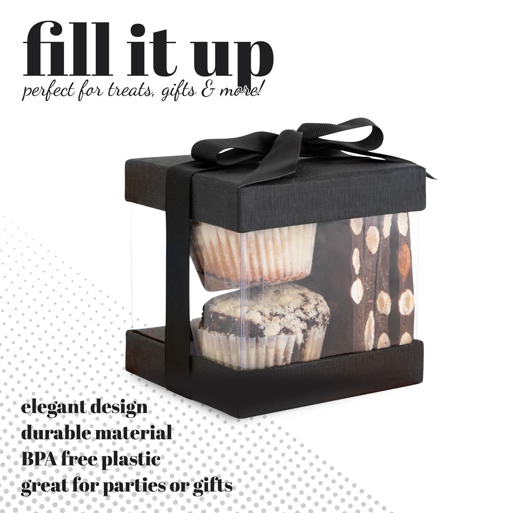 Clear Plastic Gift Boxes Black 4X4X4" Event Party Favor