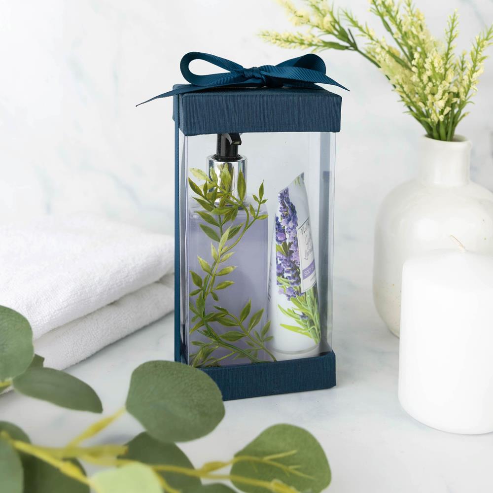 Plastic Gift Boxes Navy Blue 7.5X3.75X2.5" 6 Pack Bakery Boxes With Base Lid & Ribbon