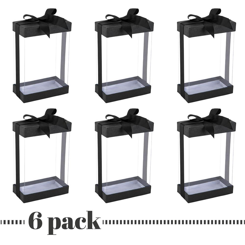 Plastic Gift Boxes 7.5X5X2.5" 6 Pack Bakery Boxes With Base Lid & Ribbon