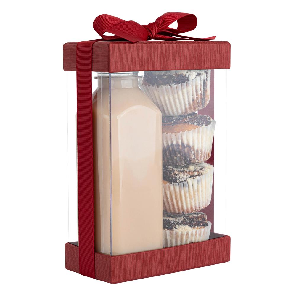 Plastic Gift Boxes 7.5X5X2.5" 6 Pack Bakery Boxes With Base Lid & Ribbon