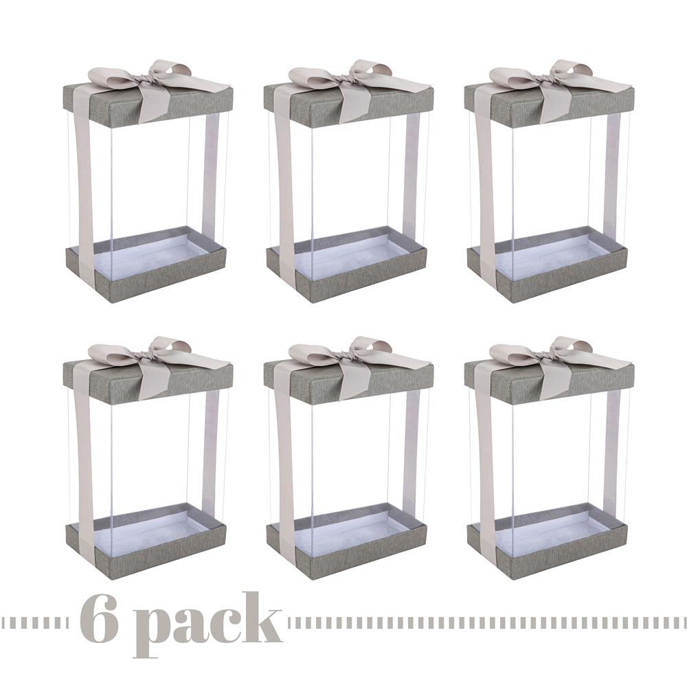 Clear 7X5X3" Gift Boxes 6 Pack Bakery Boxes With Base Lid & Ribbon