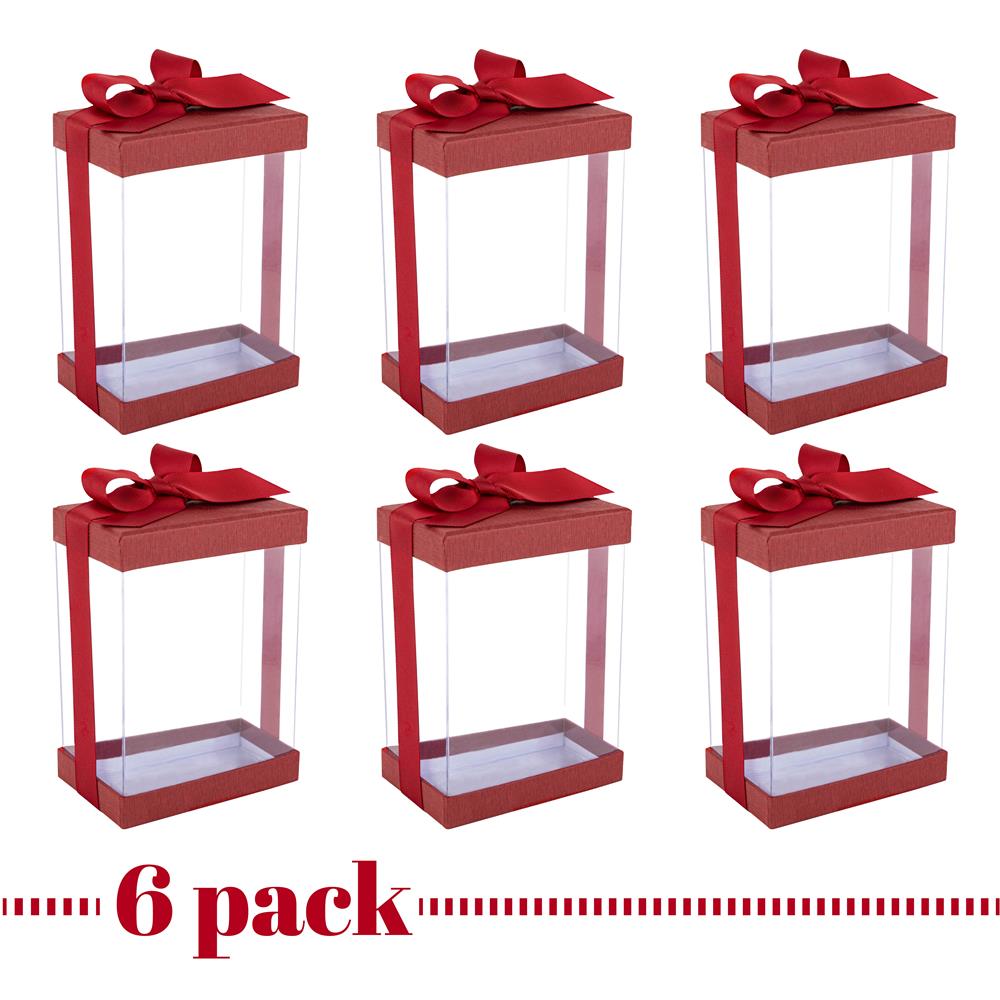 Clear 7X5X3" Gift Boxes 6 Pack Bakery Boxes With Base Lid & Ribbon