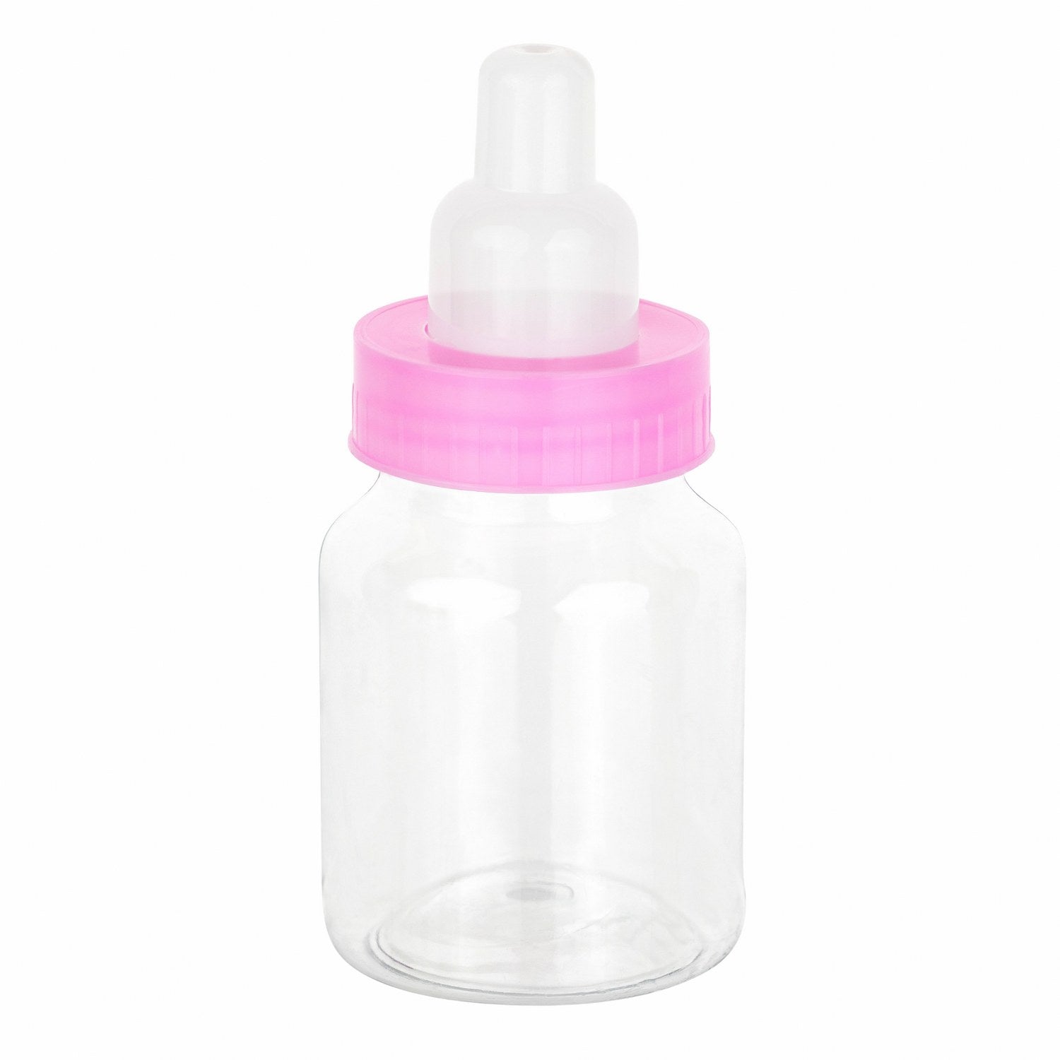 Pink Baby Girl Bottle Shaped Acrylic Candy Boxes 36 Pack 1.5"X3.5"
