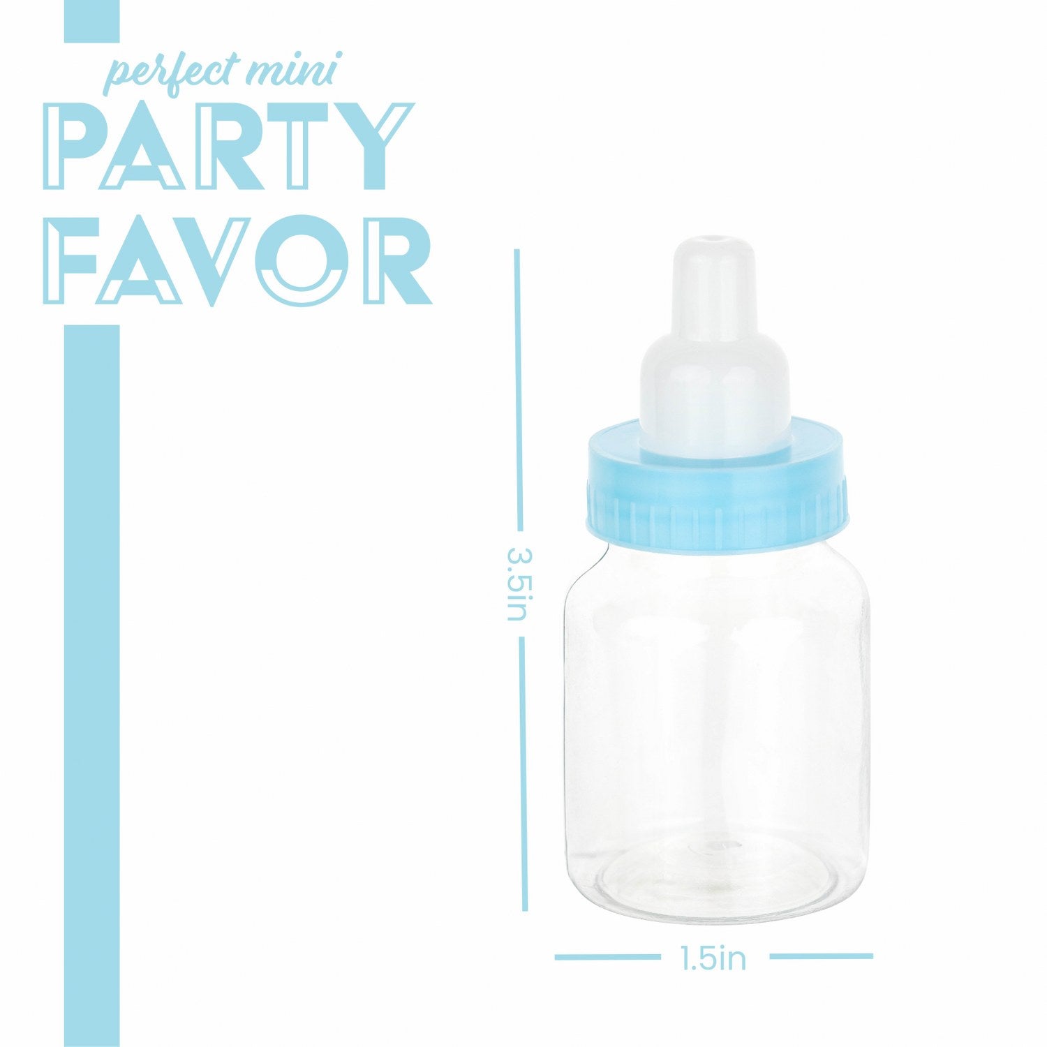 Blue Baby Boy Bottle Shaped Acrylic Candy Boxes 36 Pack 1.5"X3.5"
