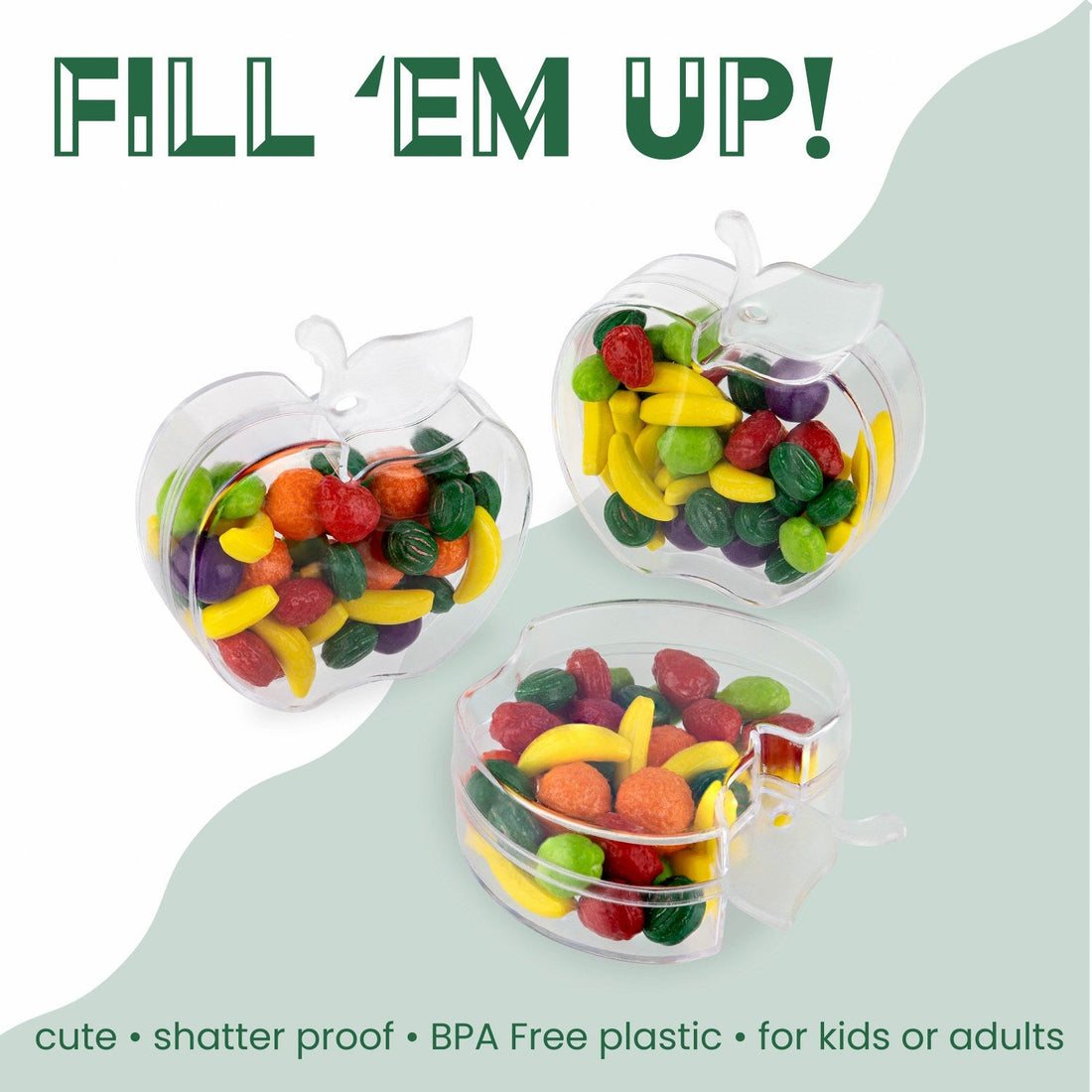 Apple Shaped Acrylic Candy Boxes 12 Pack 2.95"X2.28"X1.02"