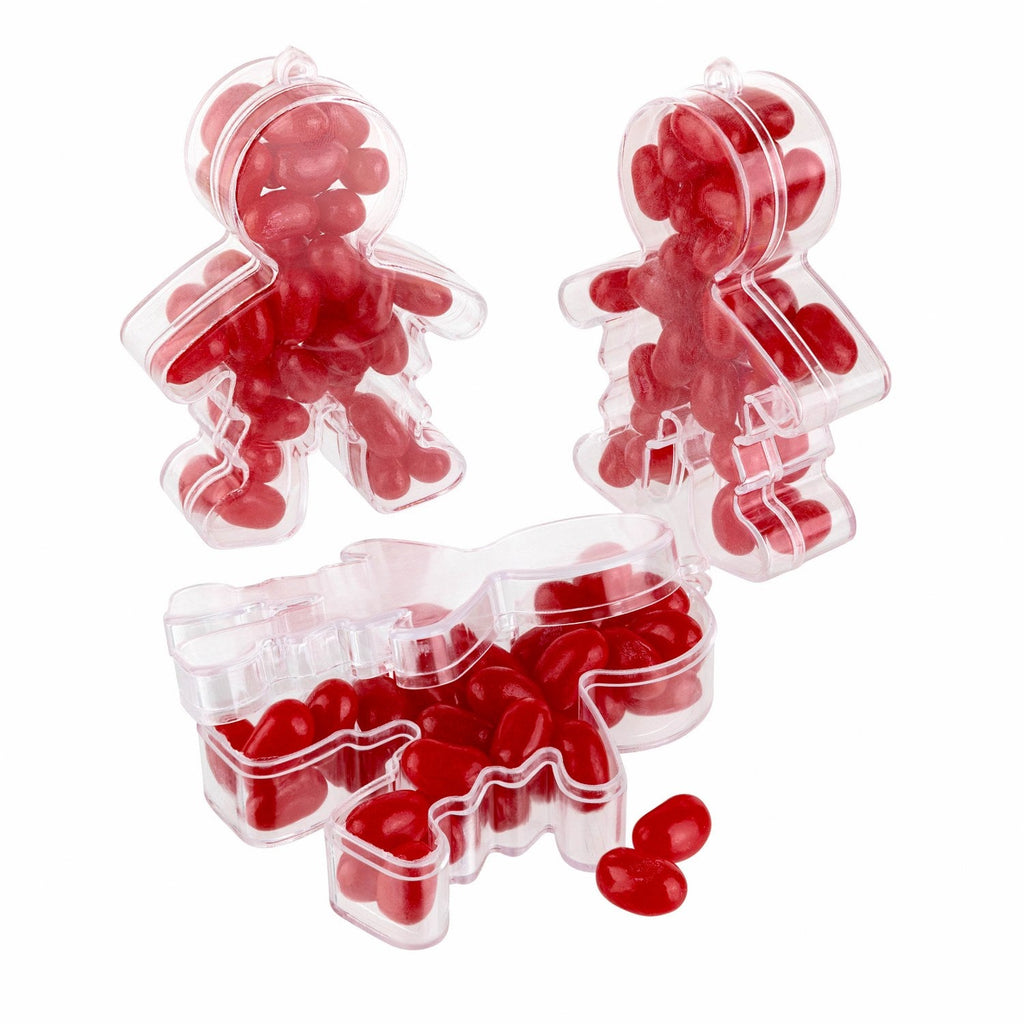 Ginger Bread Boy Shaped Acrylic Candy Boxes 12 Pack 2.75"X3.62"X0.98"
