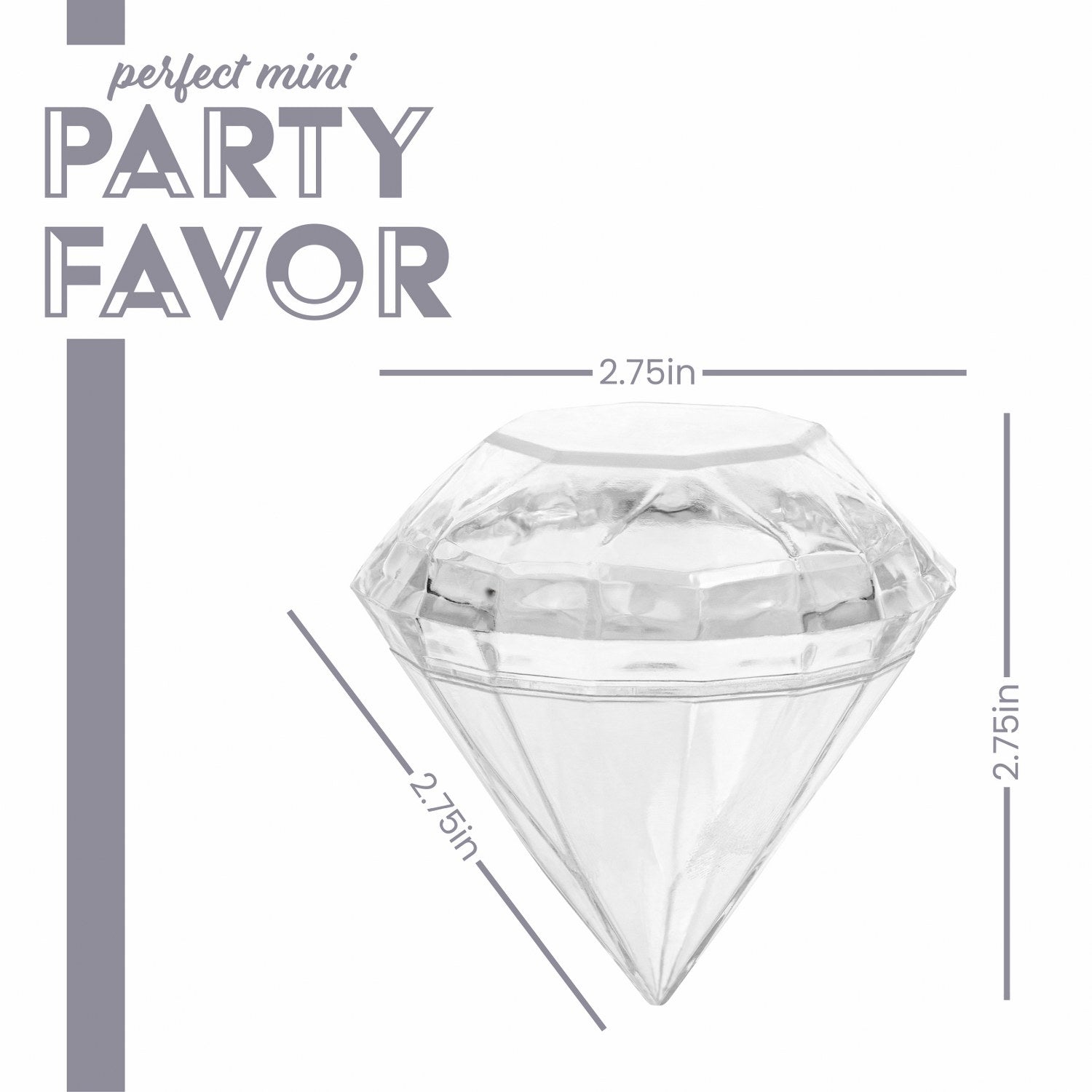 Diamond Shaped Acrylic Candy Boxes 12 Pack 2.75"x2.75"x2.75"