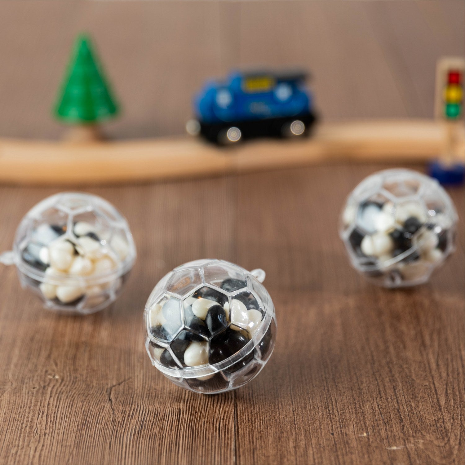 Soccer Ball Shaped Acrylic Candy Boxes 12 Pack 2.36"