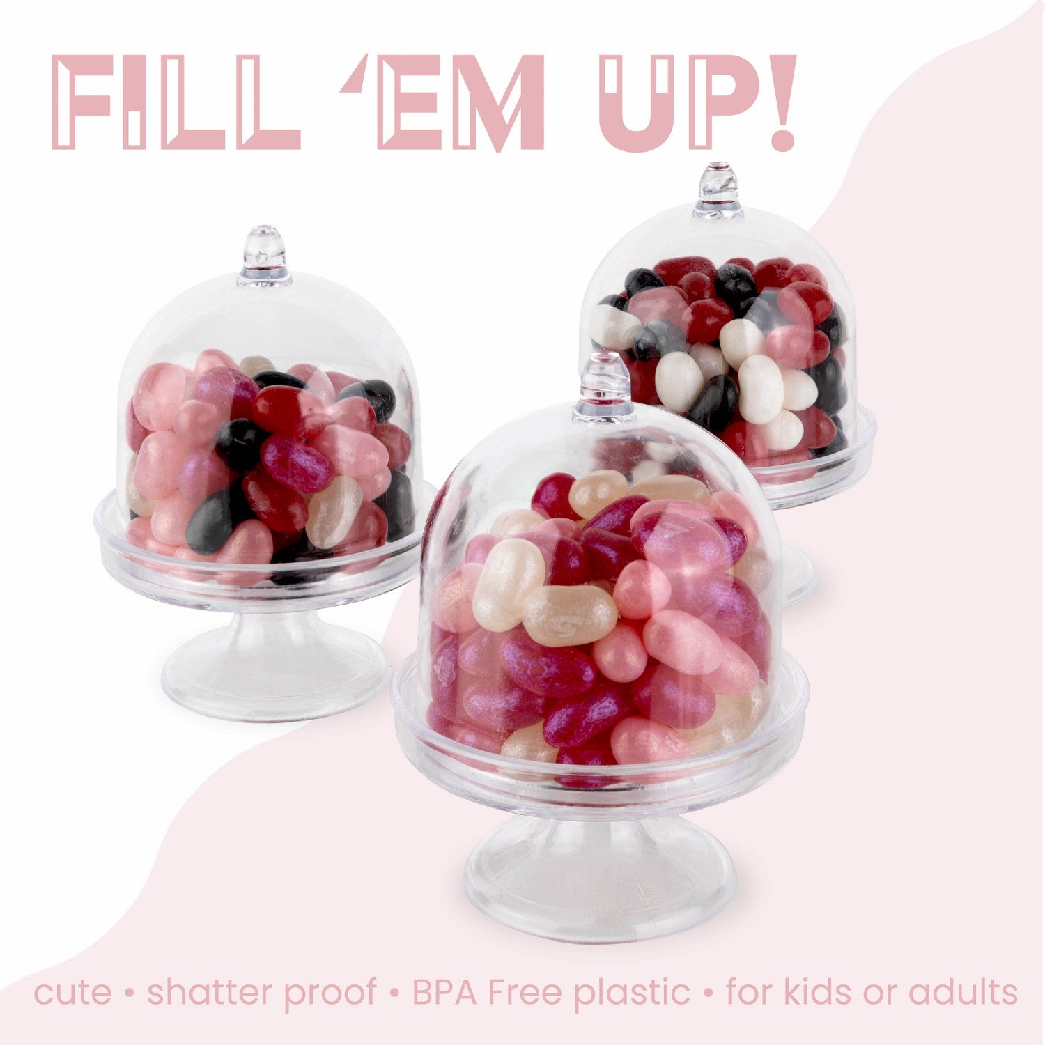 Mini Cake Dome Shaped Acrylic Candy Boxes 8 Pack 2.75"X3.93"