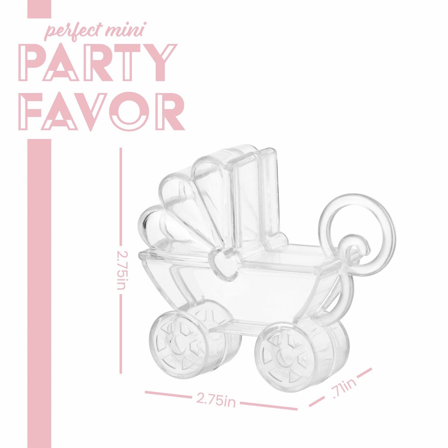 Baby Carriage Shaped Acrylic Candy Boxes 12 Pack 2.75"X2.75"X0.71"