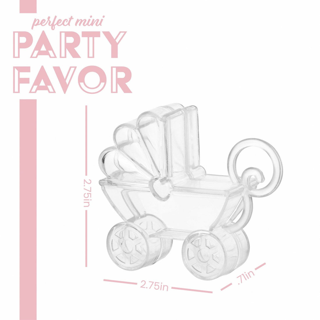 Baby Carriage Shaped Acrylic Candy Boxes 12 Pack 2.75"X2.75"X0.71"