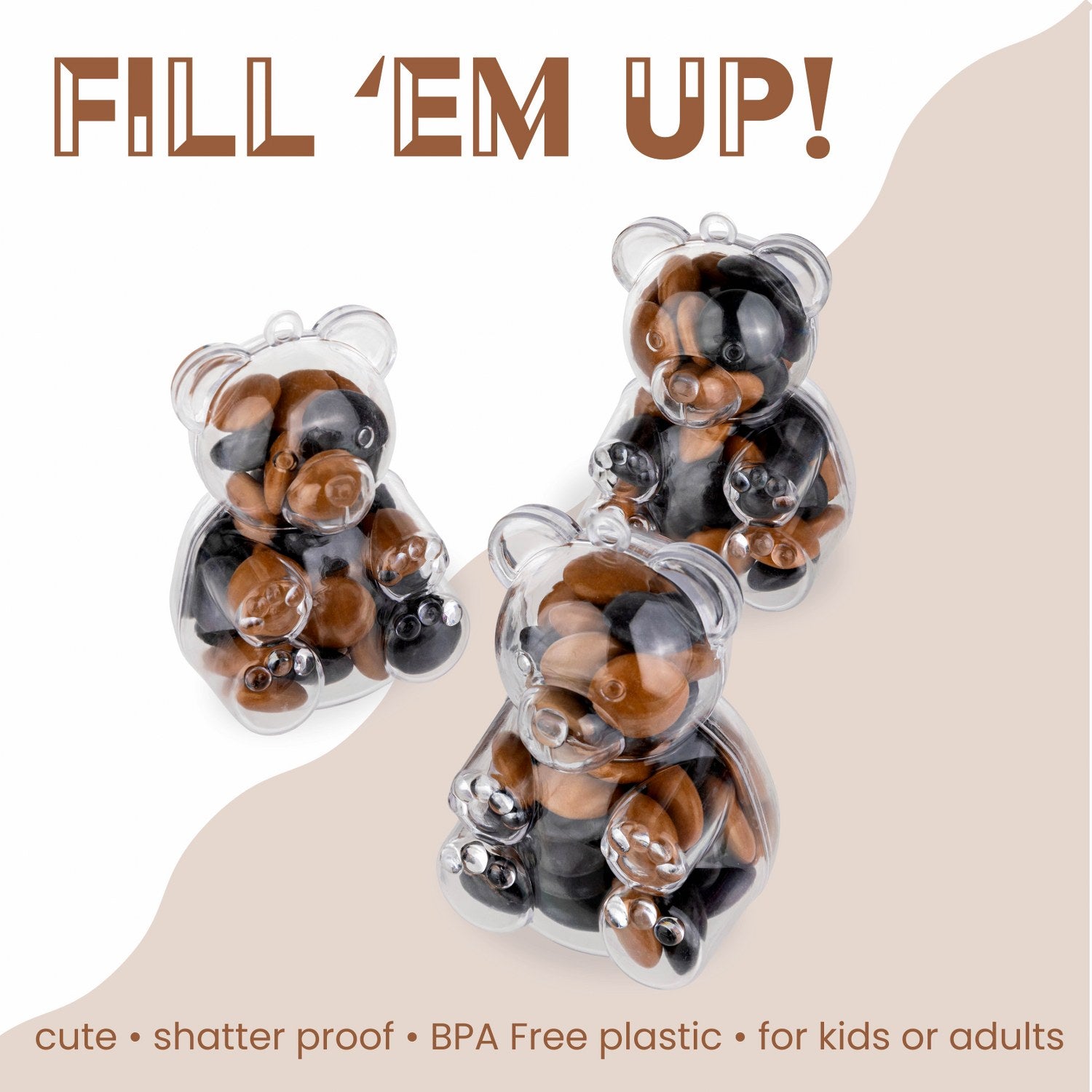 Bear Shaped Acrylic Candy Boxes 12 Pack 1.96"X1.77"X2.75"