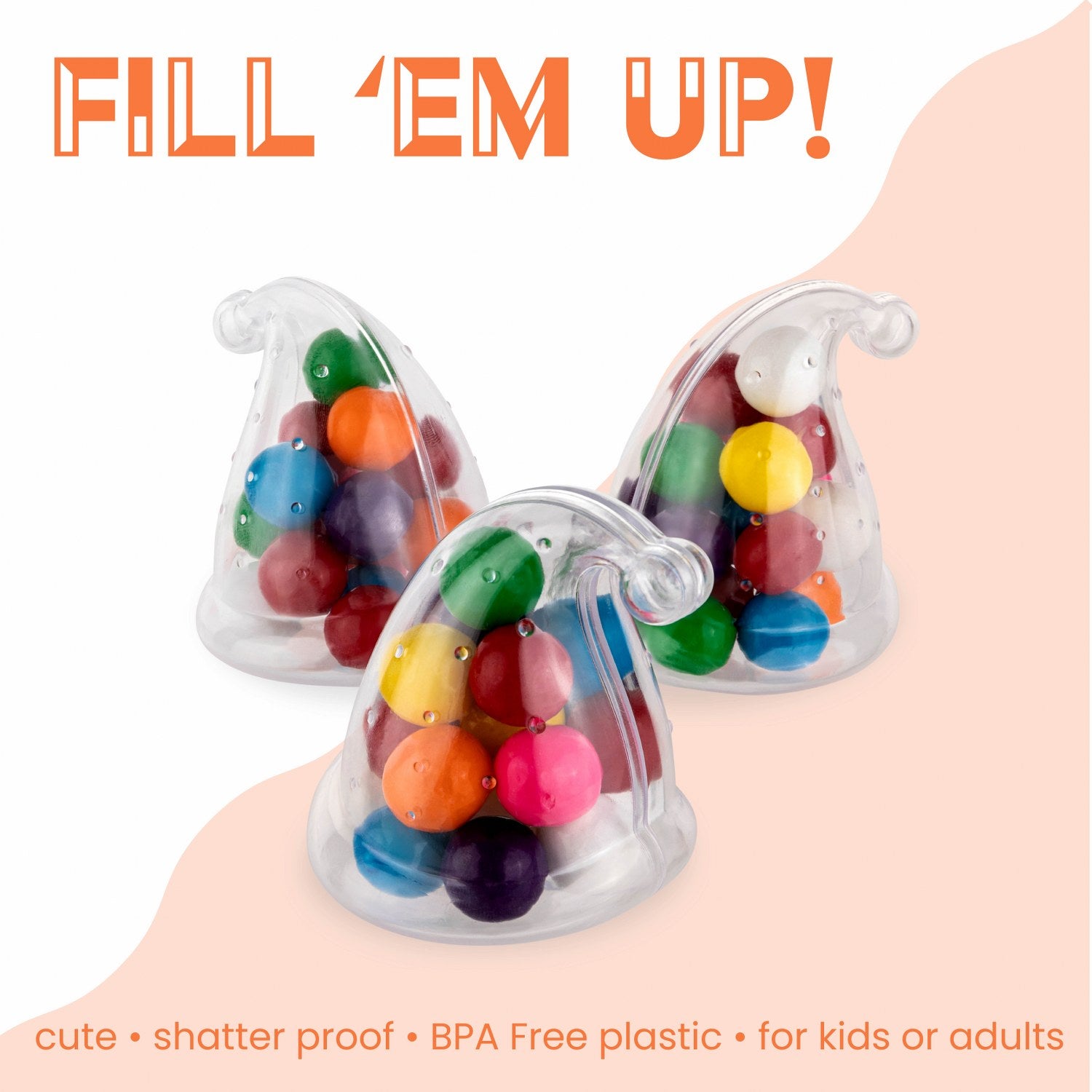 Elf Hat Shaped Acrylic Candy Boxes 12 Pack 2.16"X2.95"