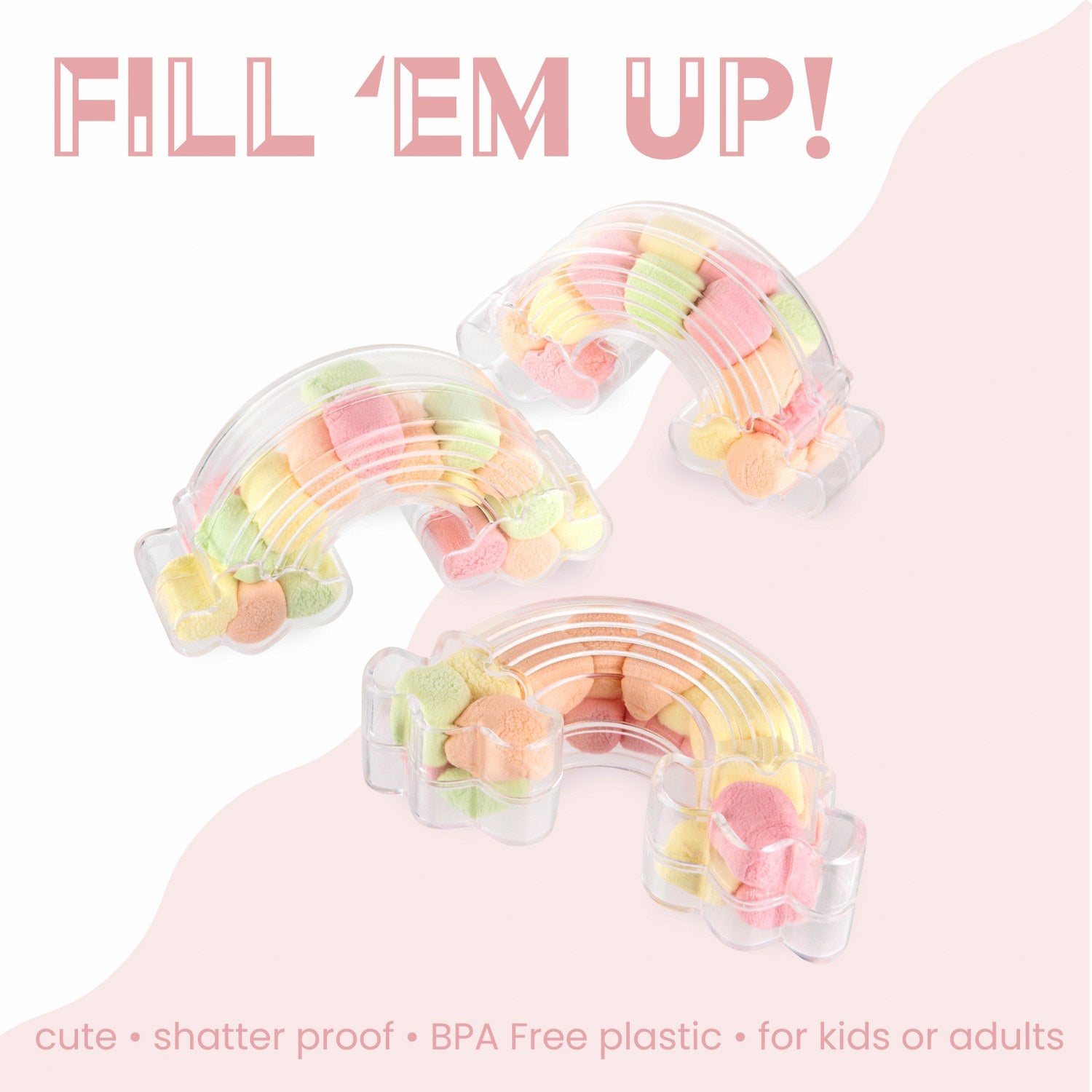Rainbow Shaped Acrylic Candy Boxes 12 Pack 3.62"X1.96"X0.98"