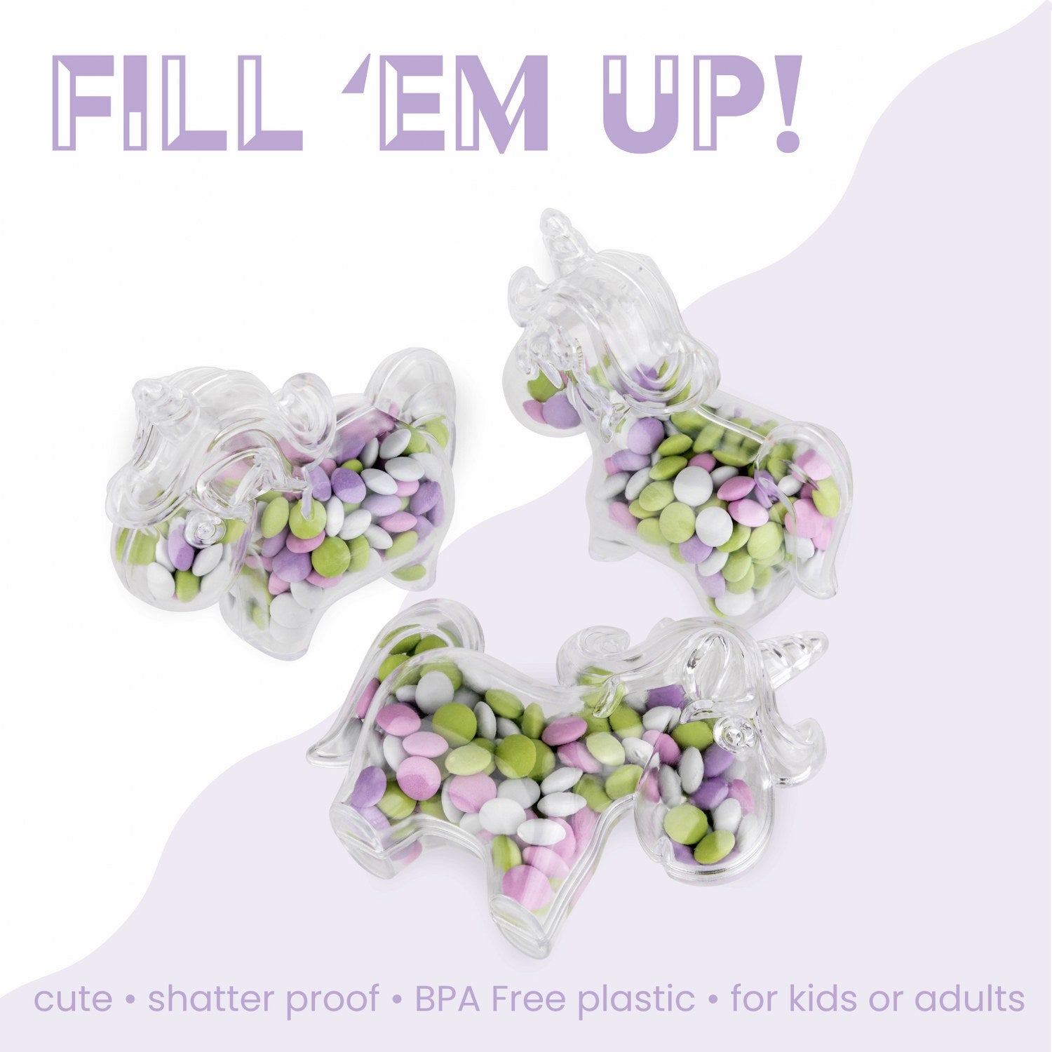 Unicorn Shaped Acrylic Candy Boxes 8 Pack 3.74"X2.75"X1.57"