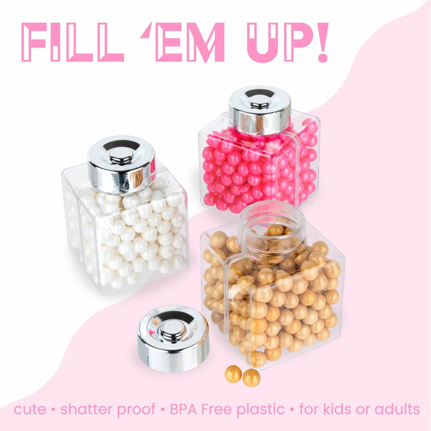Bottle Shaped Acrylic Candy Boxes 12 Pack 1.69"X1.69"X2.33"